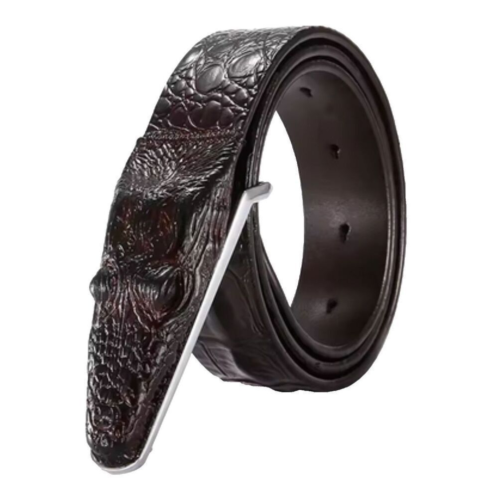 Snake Buckle Crocodile Pattern Men's Belt 37 to 41 in